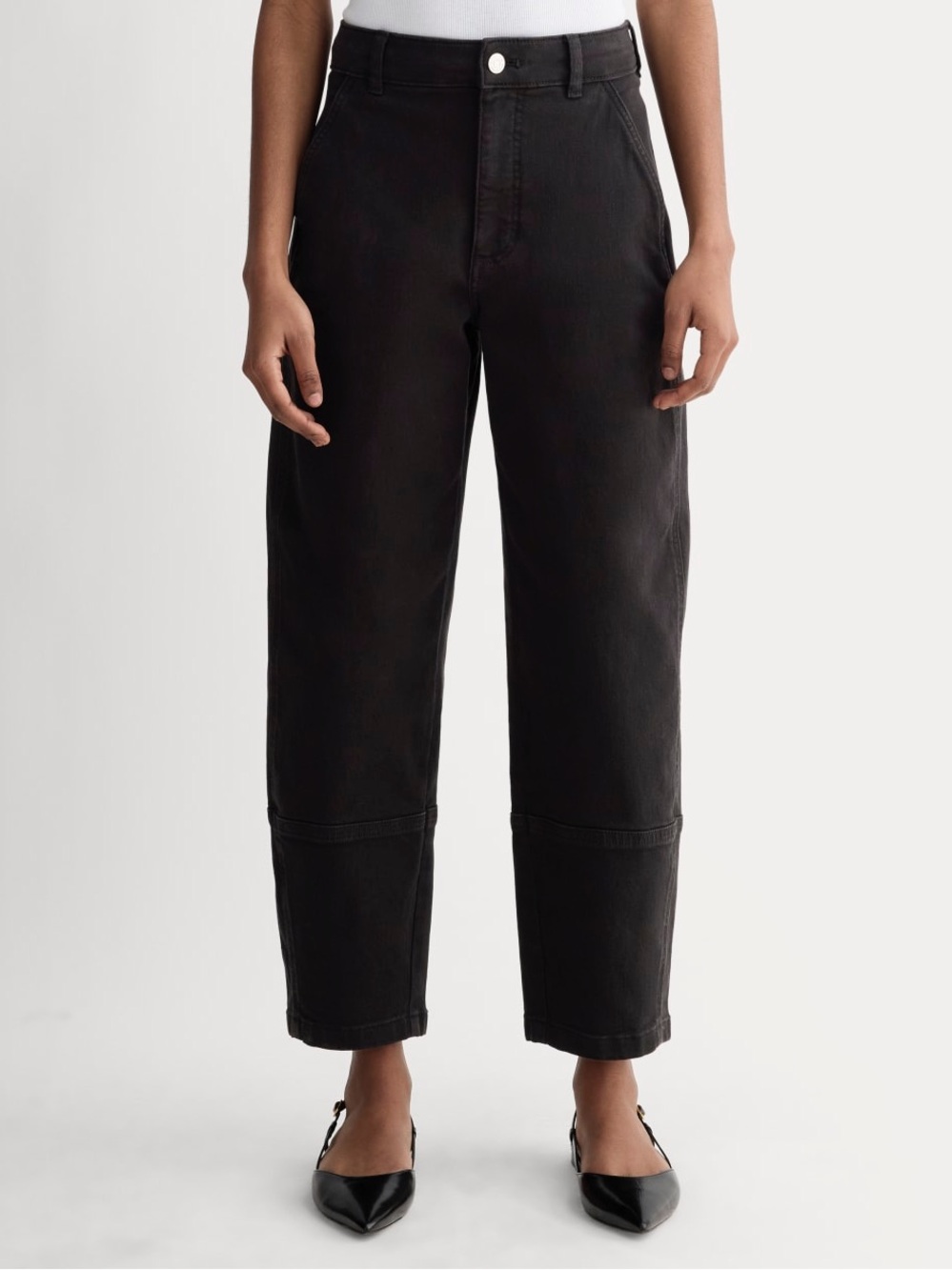 Everlane Utility Barrel Pants Womens 2 Ankle Cropped Chino Black Sustainable